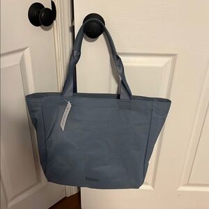 Spacious Blue Canvas Tote Bag with Minimalist Design